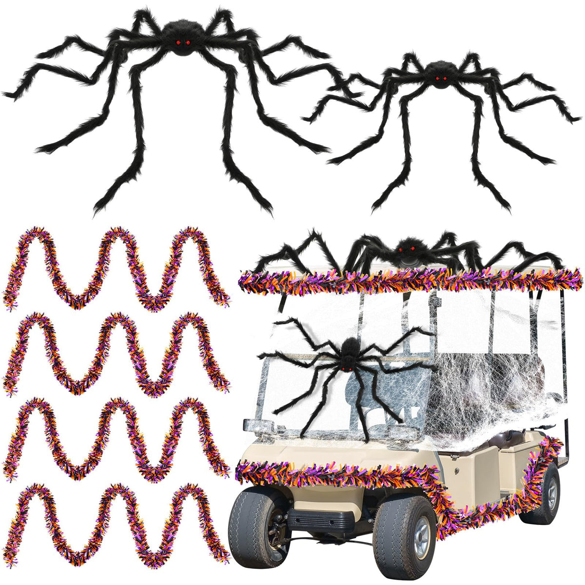 WinnerWhy giant 90 cm spider creates a bold Halloween focal point on your golf cart.