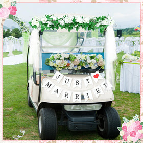 WinnerWhy organza ribbon helps quick, stylish golf cart decorating.
