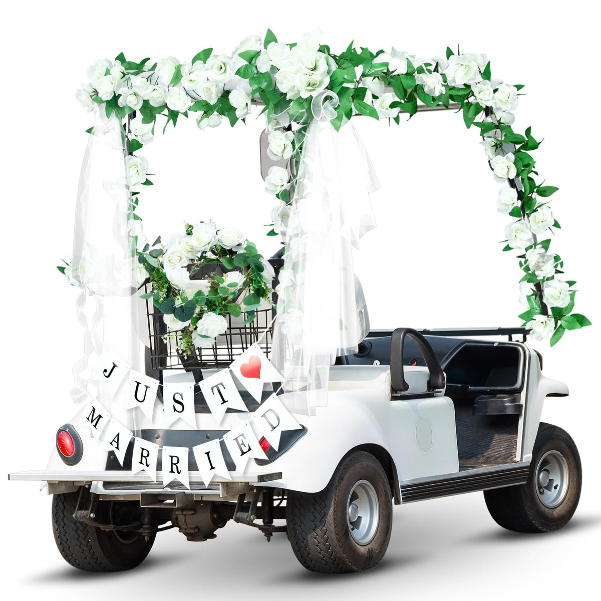 WinnerWhy rose garland for wedding golf carts enhances ceremony visuals.