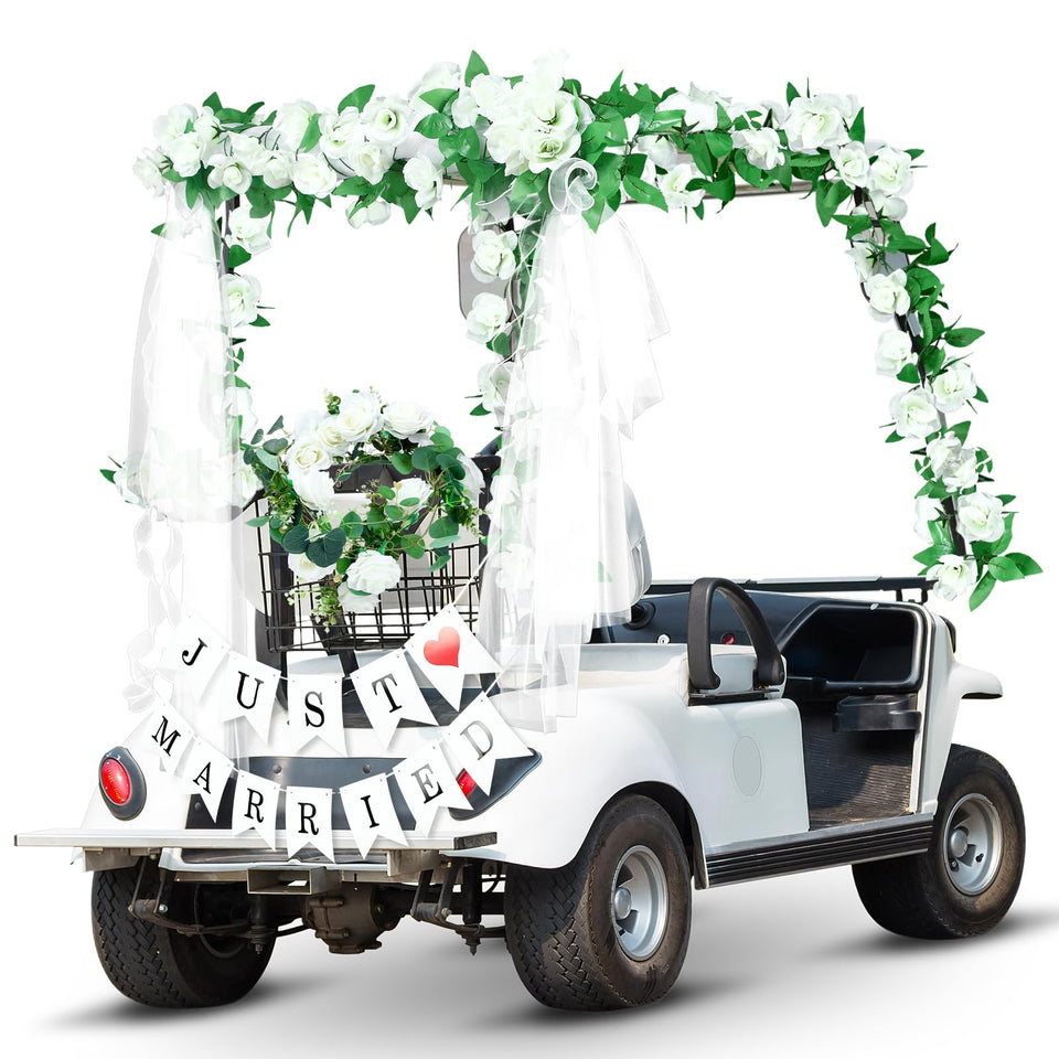 WinnerWhy rose garland for wedding golf carts enhances ceremony visuals.