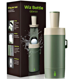 Wiz Bottle golf ball cleaner portable design for on-the-go players.
