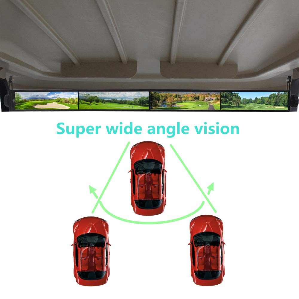 WLOOD four-panel rear view mirror shows wide field for safer lane changes.