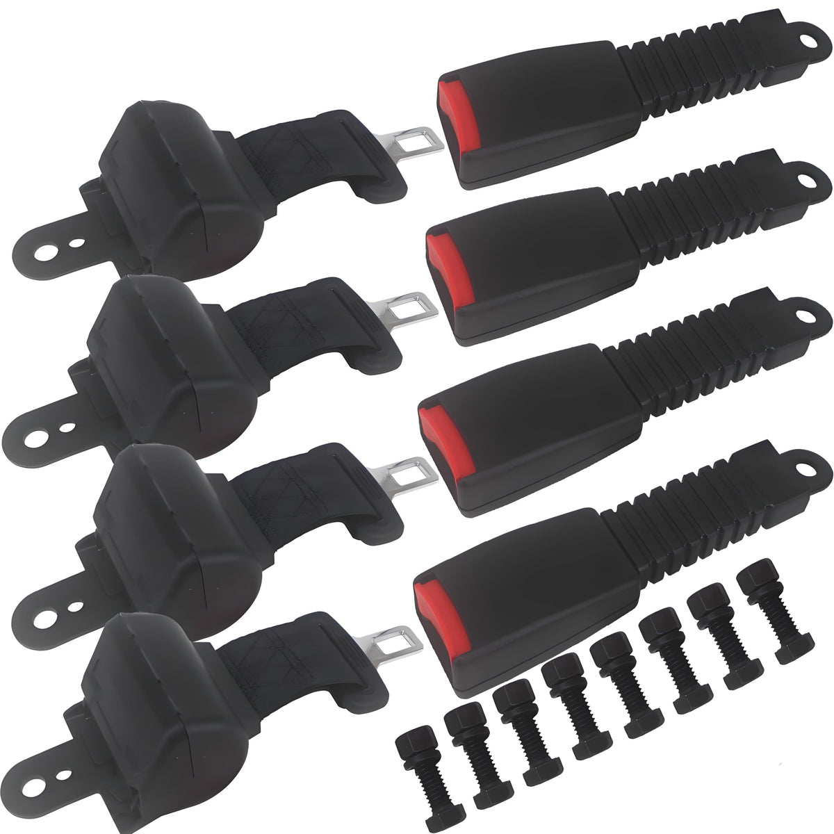 WLOOD universal retractable seat belts kit for golf carts—front and rear seats improve passenger safety.