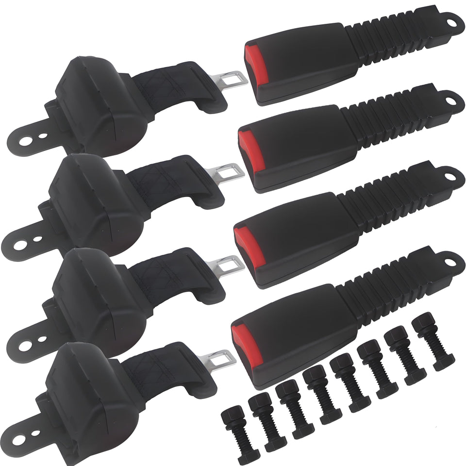 WLOOD universal retractable seat belts kit for golf carts—front and rear seats improve passenger safety.