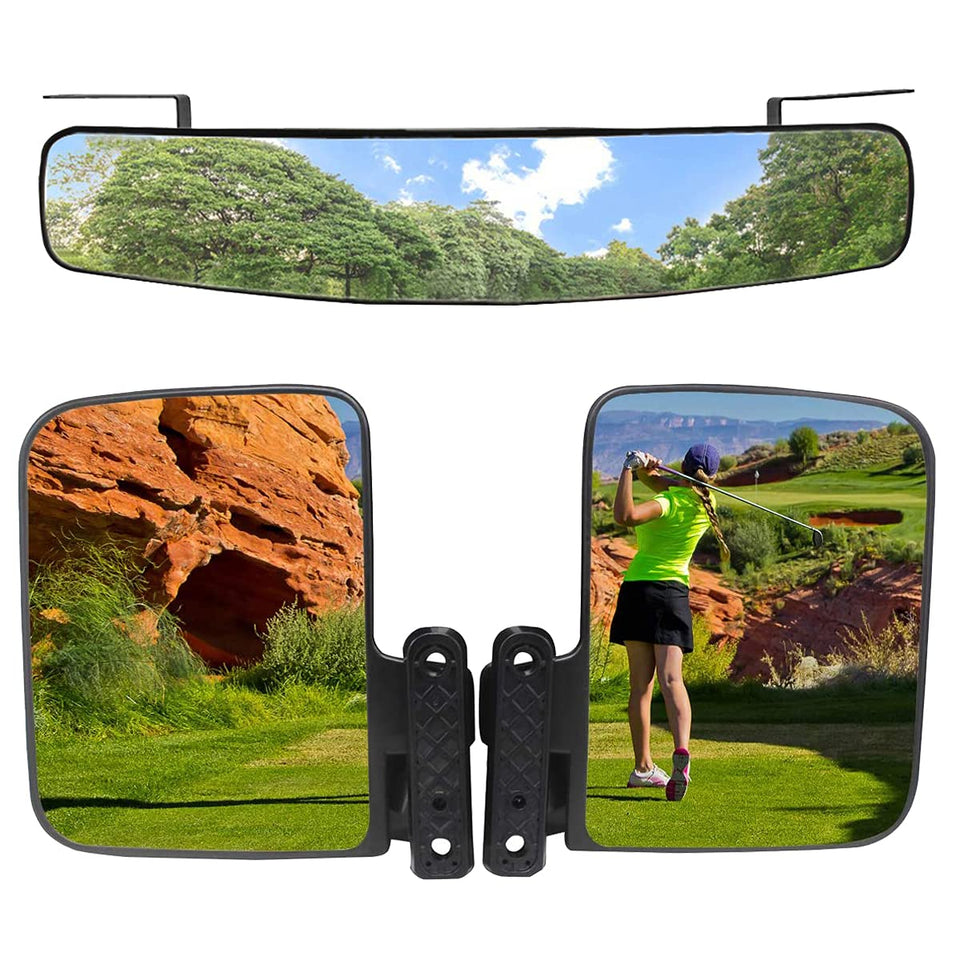 WLOOD golf cart side mirror folding assembly for EZGO/Club Car/Yamaha with adjustable height