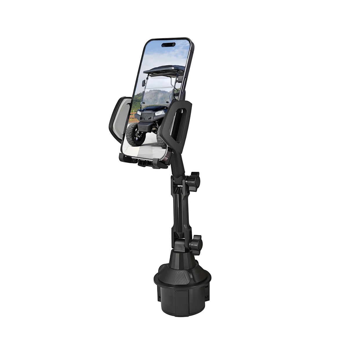 WLOOD golf cart phone holder with telescoping height for flexible viewing while driving