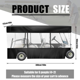 Woanger enclosure with clear windshield shows easy entry during wet weather