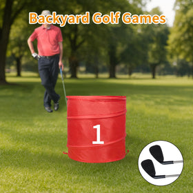 WodGod 3 collapsible holes enable quick setup for casual backyard courses.