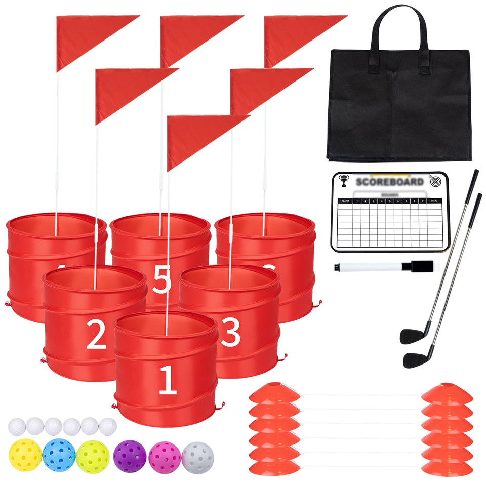 WodGod 6 Holes backyard golf set ready for family fun outdoors.