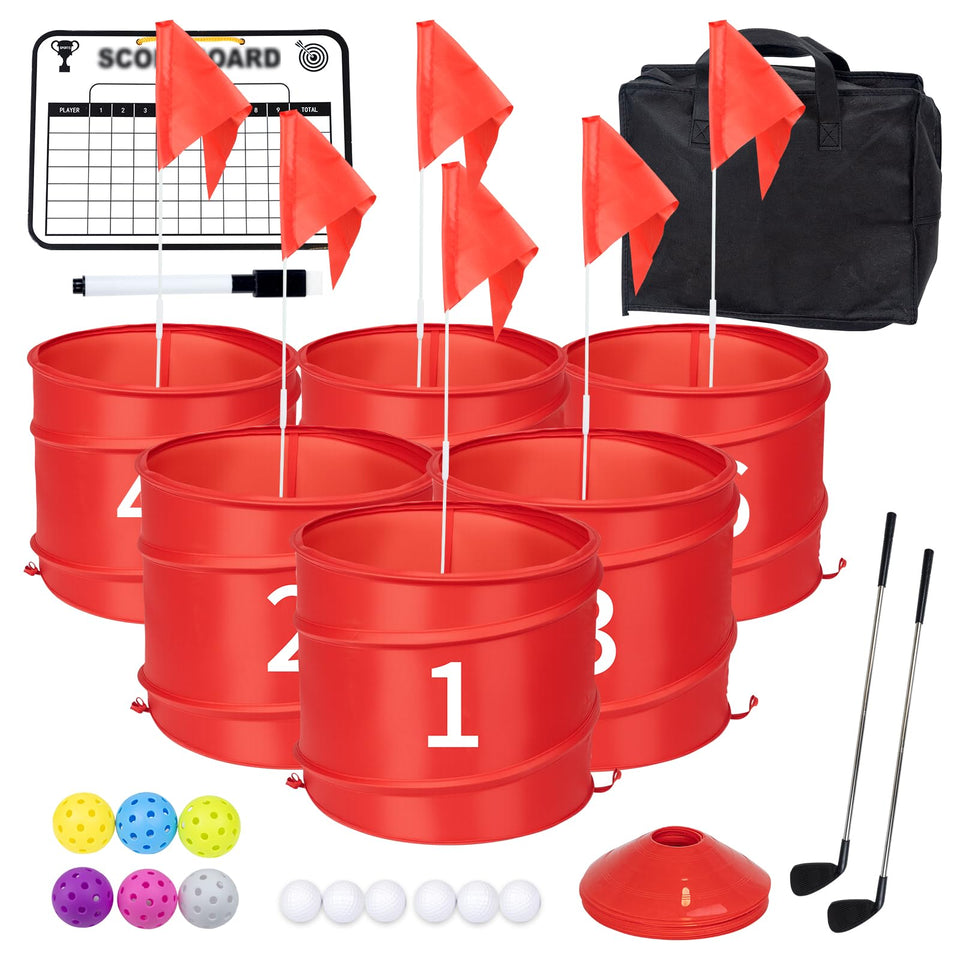 WodGod backyard golf set with six holes for quick outdoor play