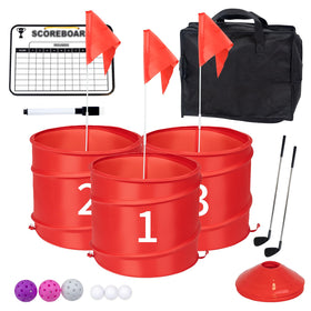 WodGod backyard golf set front view, ready for portable outdoor fun.