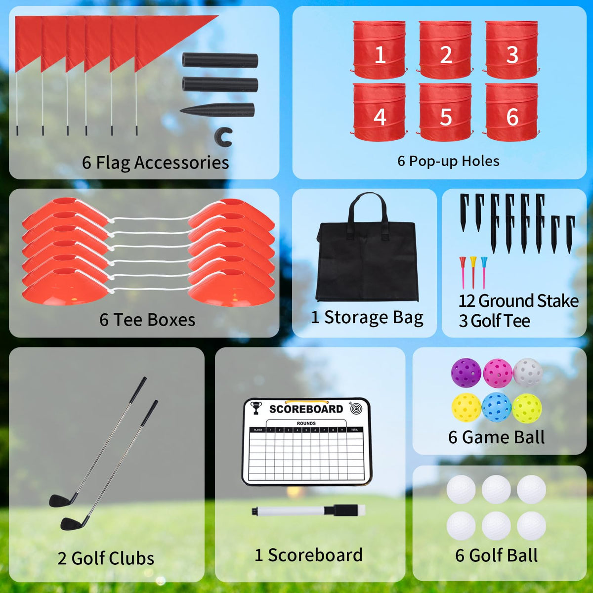WodGod collapsible holes setup for quick portable mini golf.