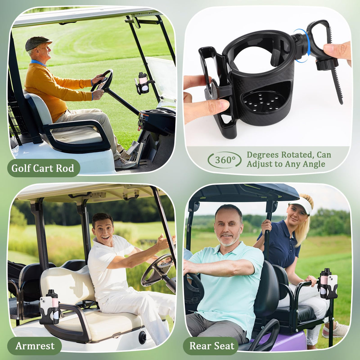 Wonderjune front and rear seat setup suits golf cart use.
