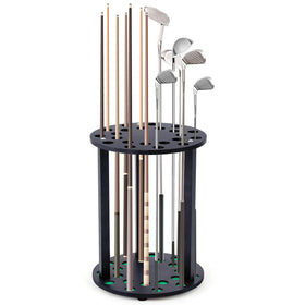 Wonderjune wooden golf club display rack for organized home storage.