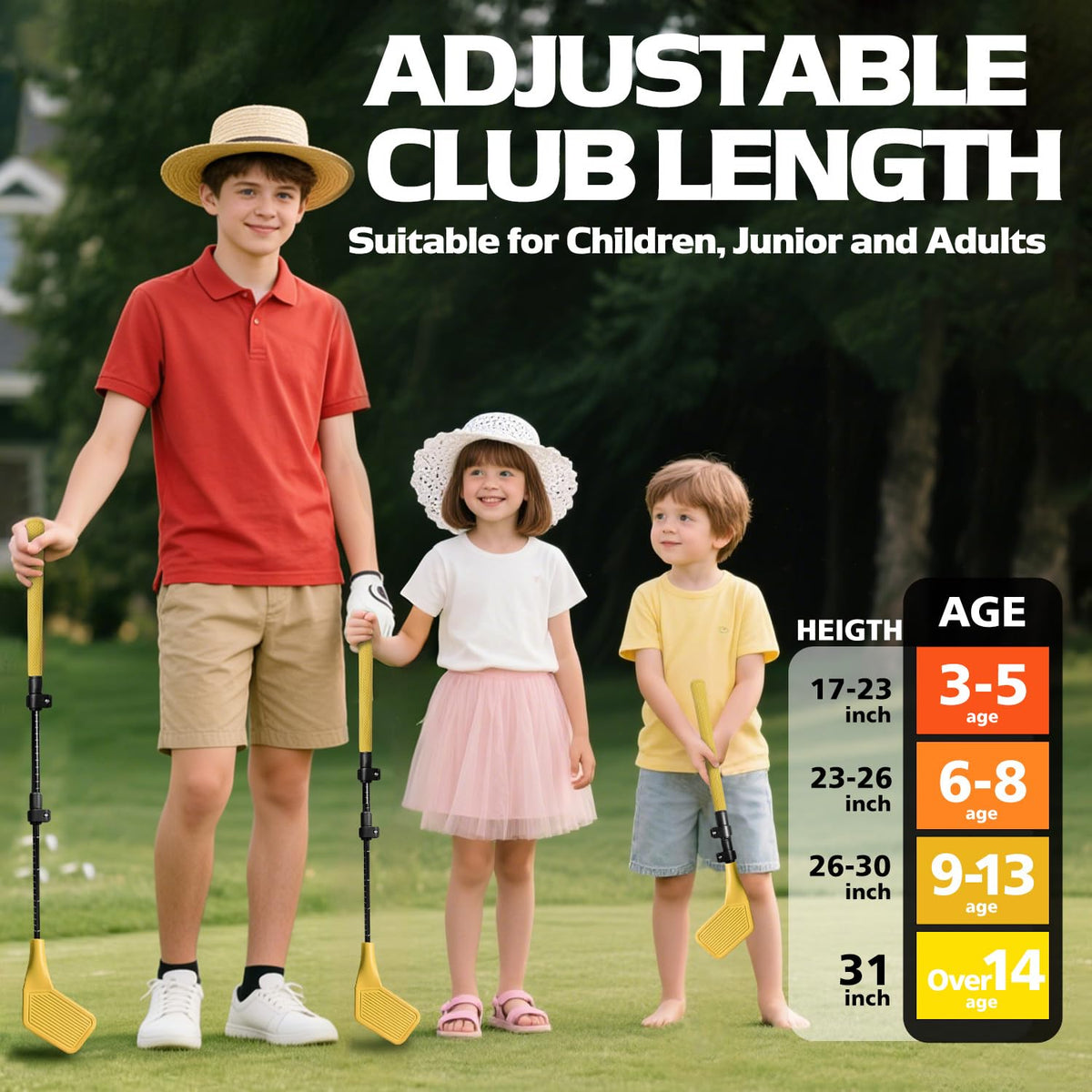 Wootfairy ambidextrous-kids-golf-club supports right- or left-handed players.
