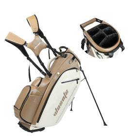 Wosofe elegant PU leather golf stand bag ready for a round, showcasing its refined look