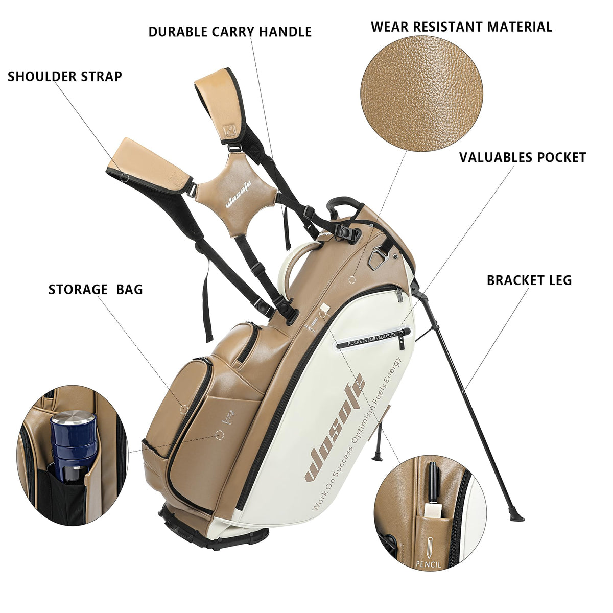 Wosofe dual ergonomic strap system with padded back support for comfort