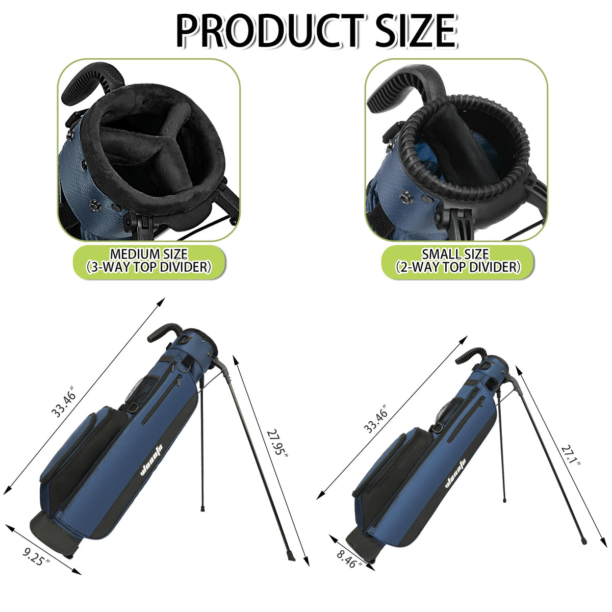 Wosofe golf bag with top dividers keeps clubs organized and protected during rounds