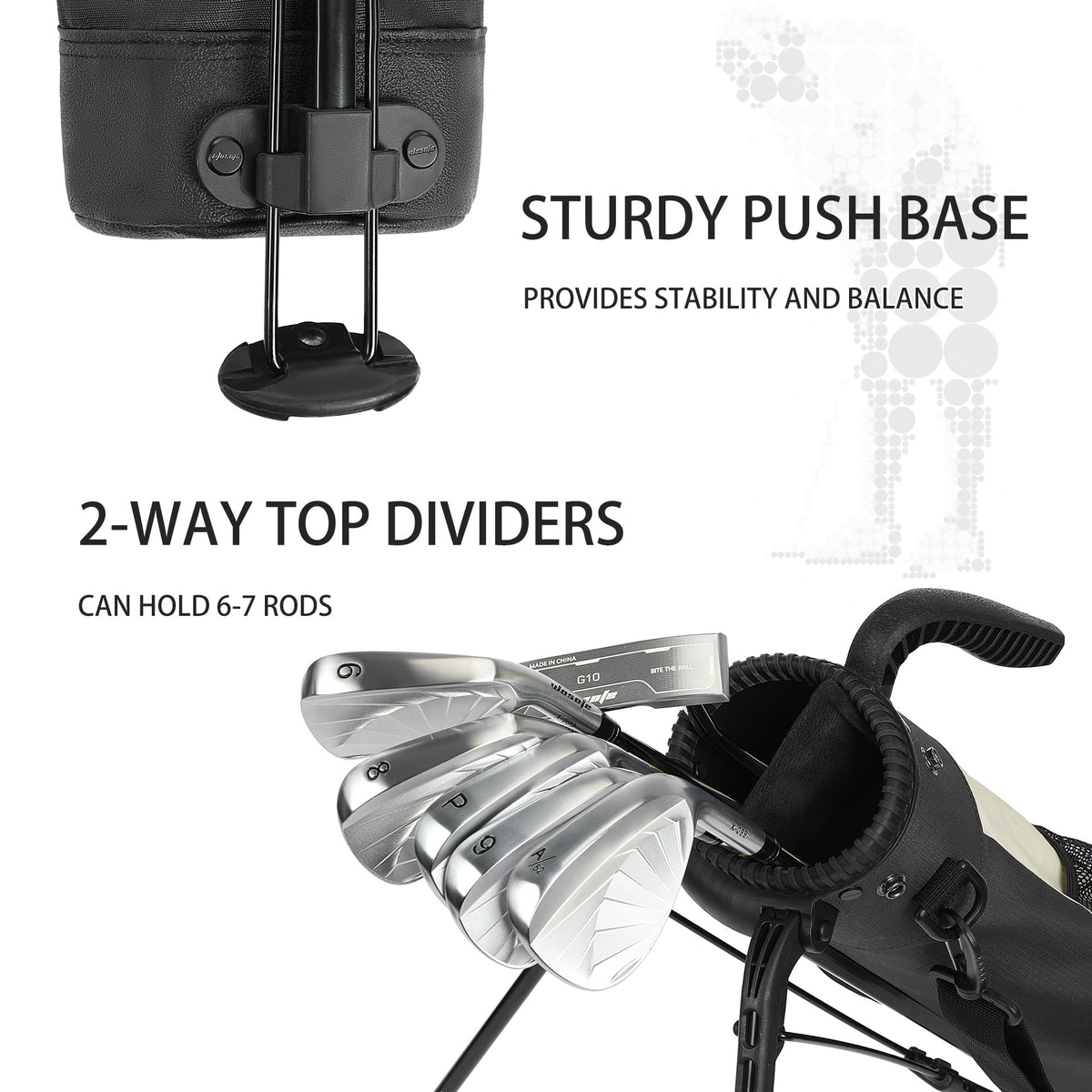 Wosofe golf bag featuring a 2-way divider for 4-5 clubs