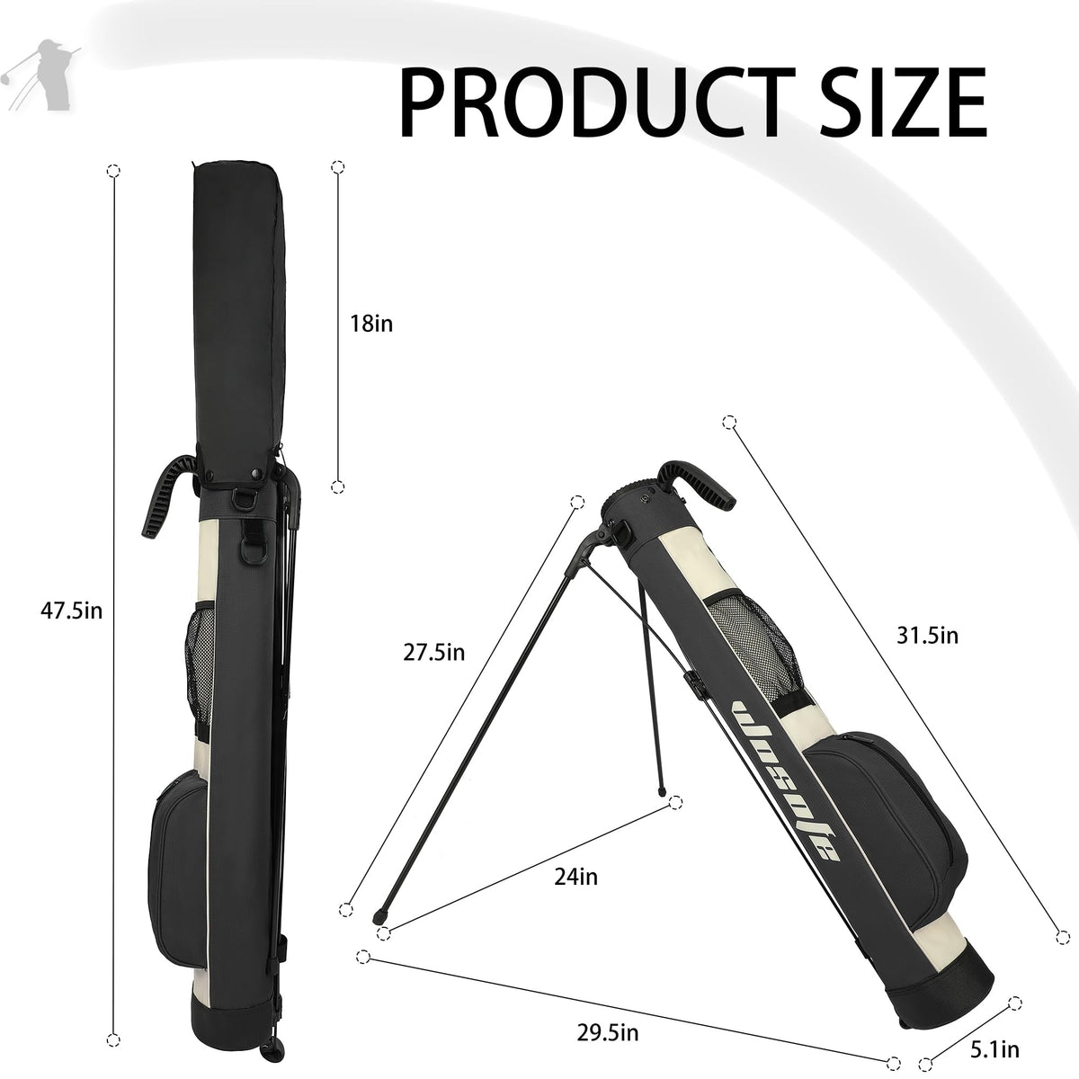 Wosofe golf bag with dual shoulder straps for comfortable carry