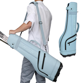 Wosofe golf carry bag blue PU waterproof for travel and easy transport