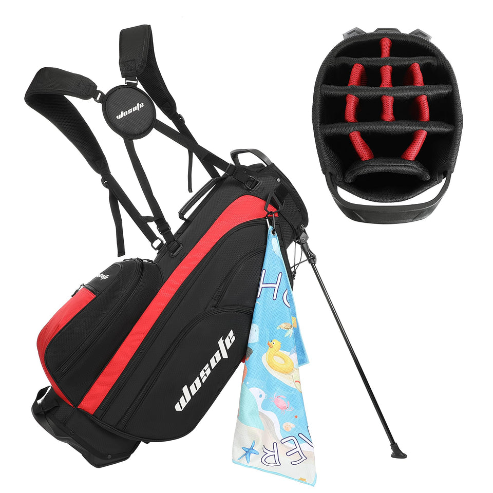 Wosofe golf stand bag with a 14-way divider keeps clubs organized on the course