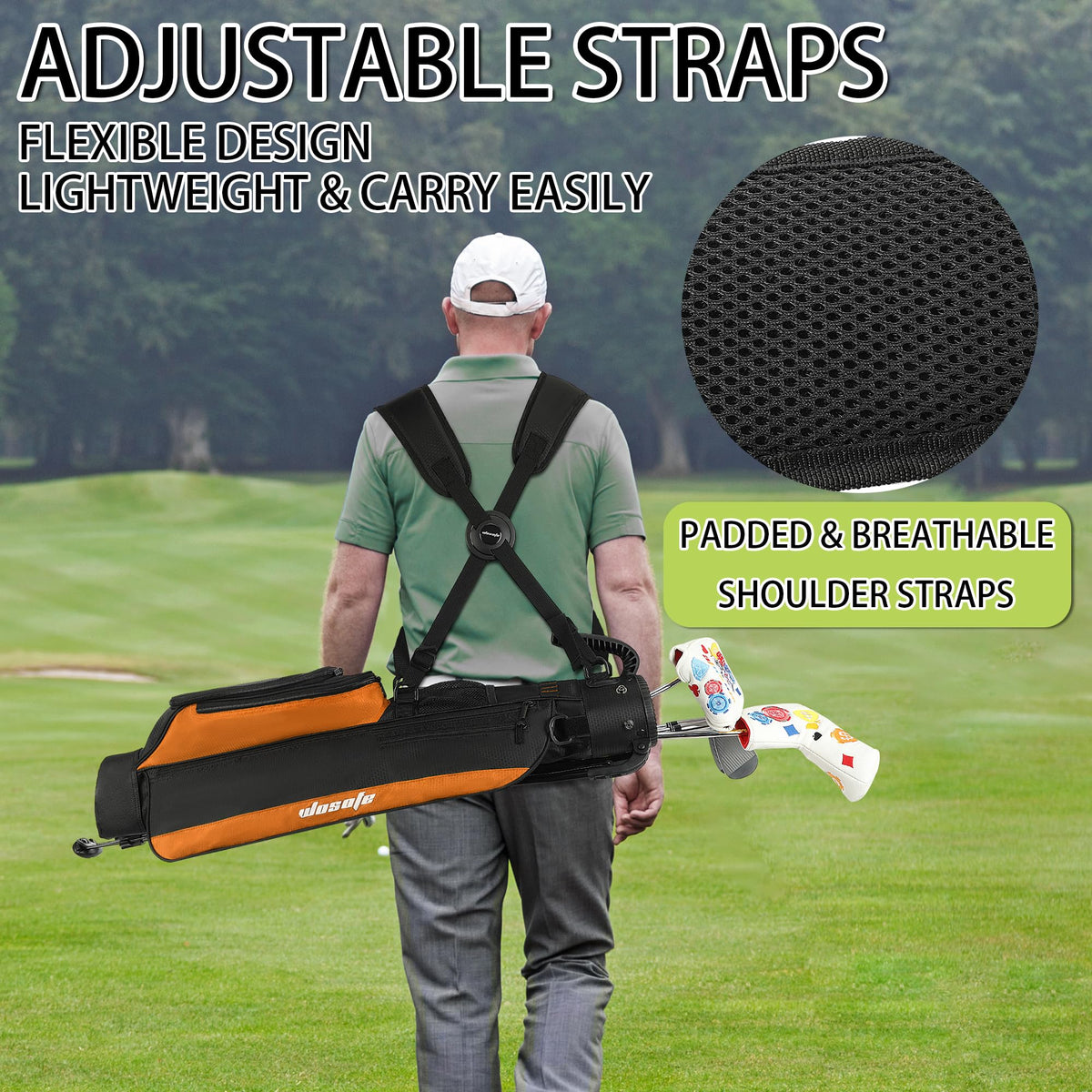 Wosofe bag includes tee strap and ventilation pocket for quick access.