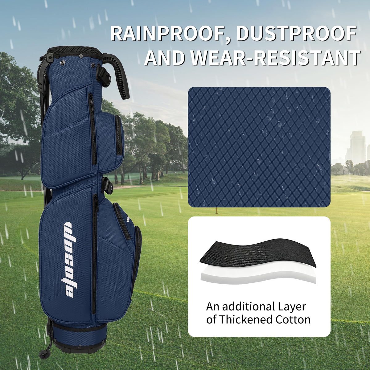 Rain cover included for sudden showers.