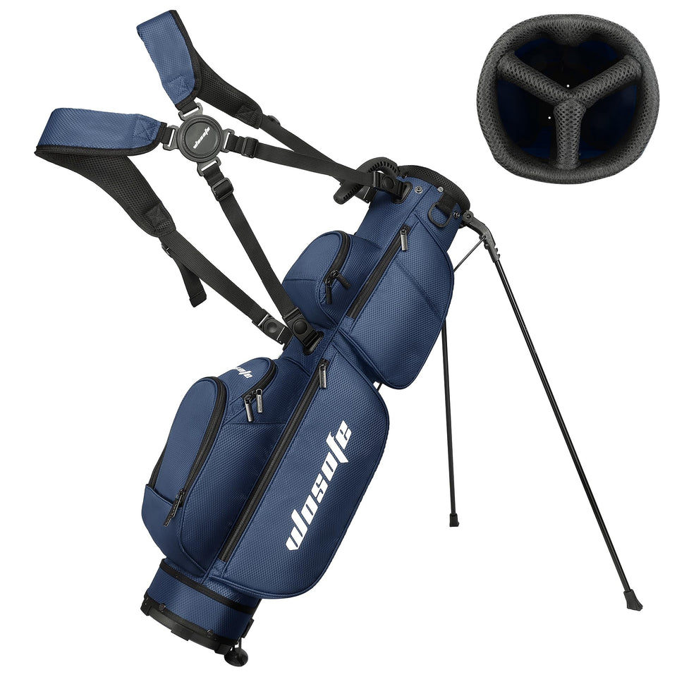 Wosofe lightweight stand bag with 3-way dividers for easy club organization.