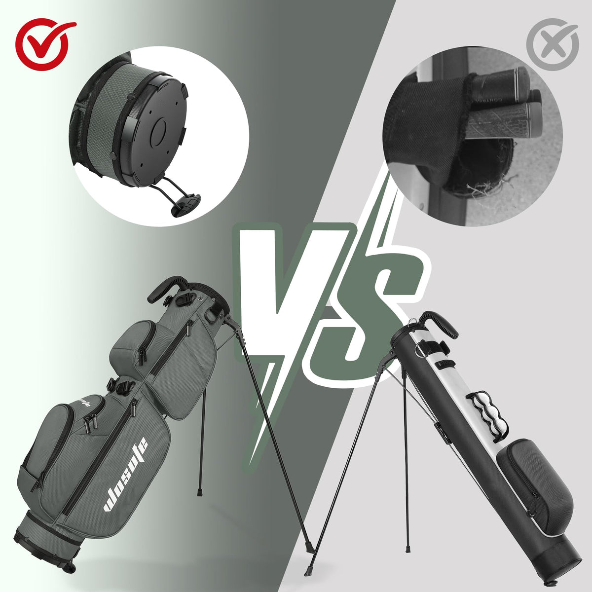 Wosofe stand bag with dual straps for comfortable carry