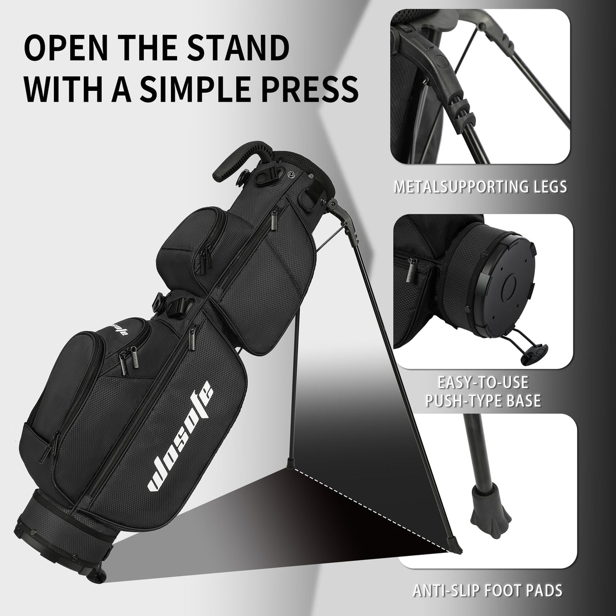 Wosofe stand bag in waterproof nylon for rain-ready play