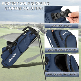 Nine-pocket layout keeps balls, tees, gloves organized.