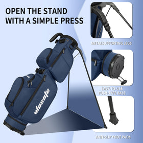 Reinforced triangular stand offers stable pitching on grass.