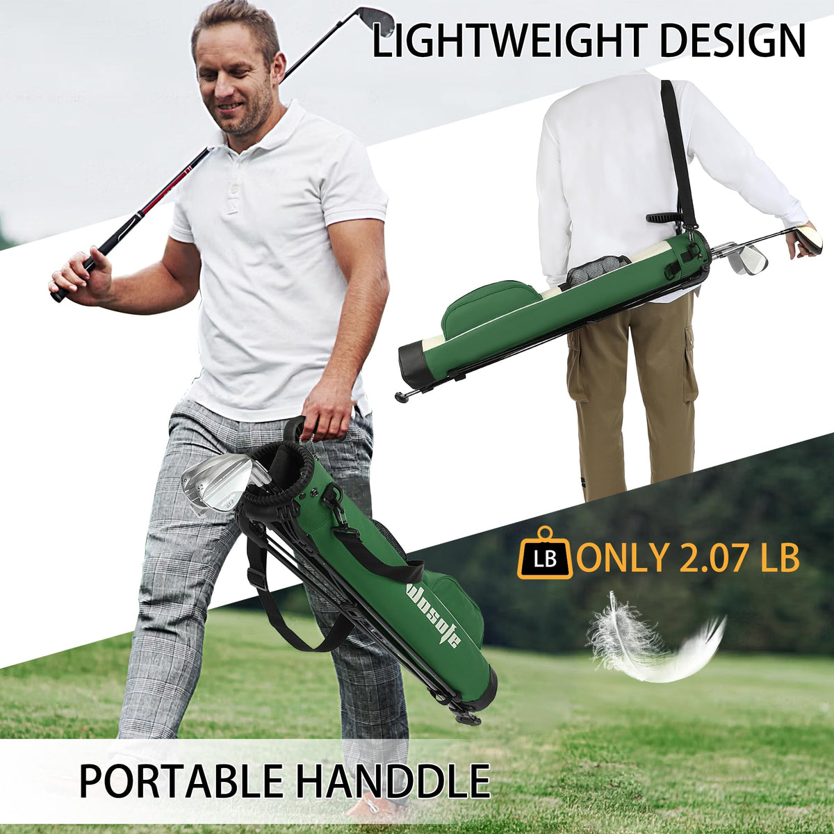 Wosofe wood headcovers protect drivers and fairways during travel.