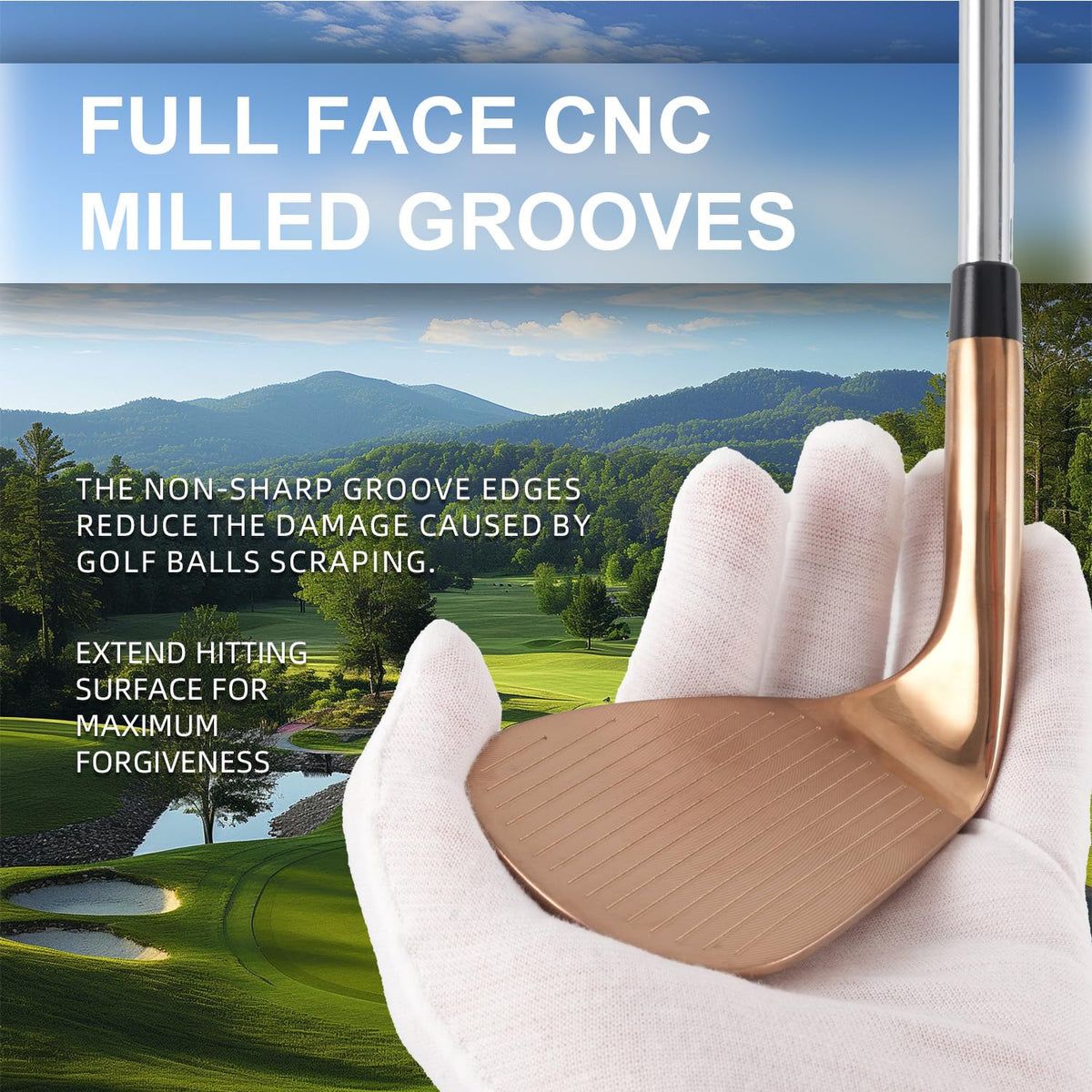 Wuday golf wedge 56° full-face milled boosts spin for flops and chips