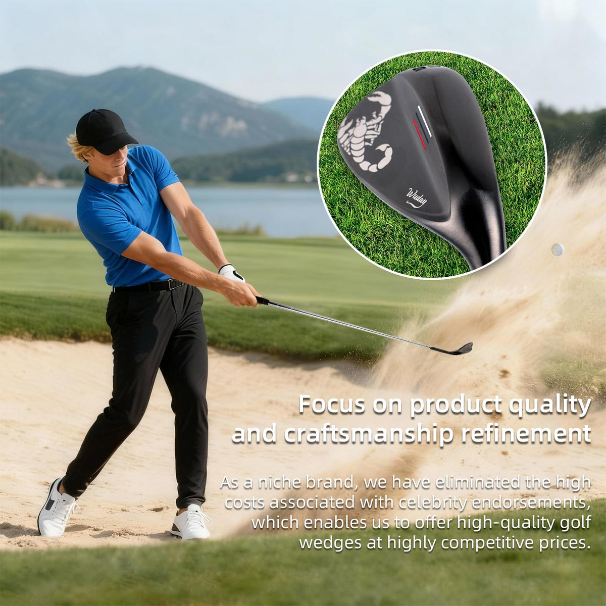 WUDAY wedge with grip-equipped design improves handling and confidence at address.