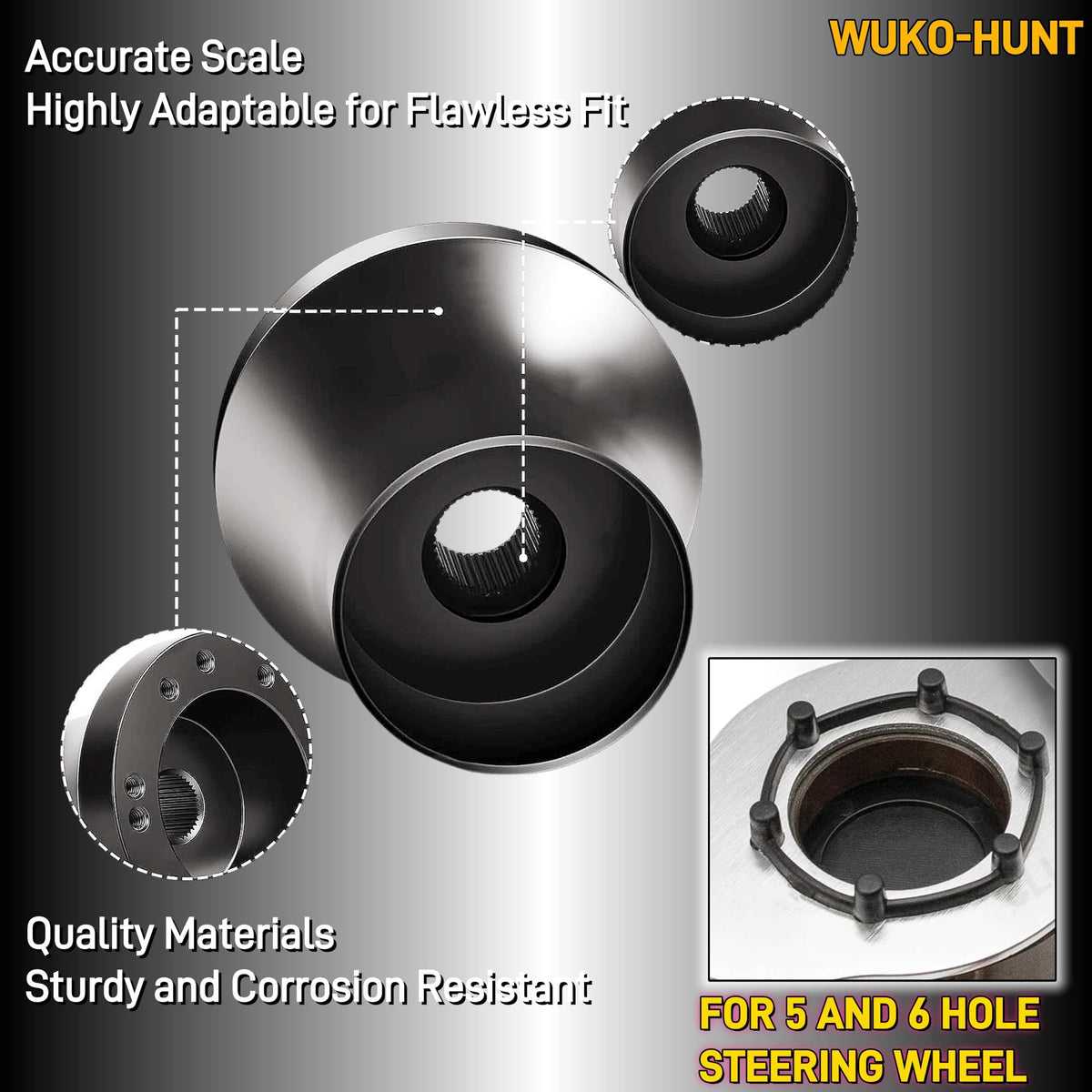 Chrome like surface finish on WUKO HUNT adapter for sleek look