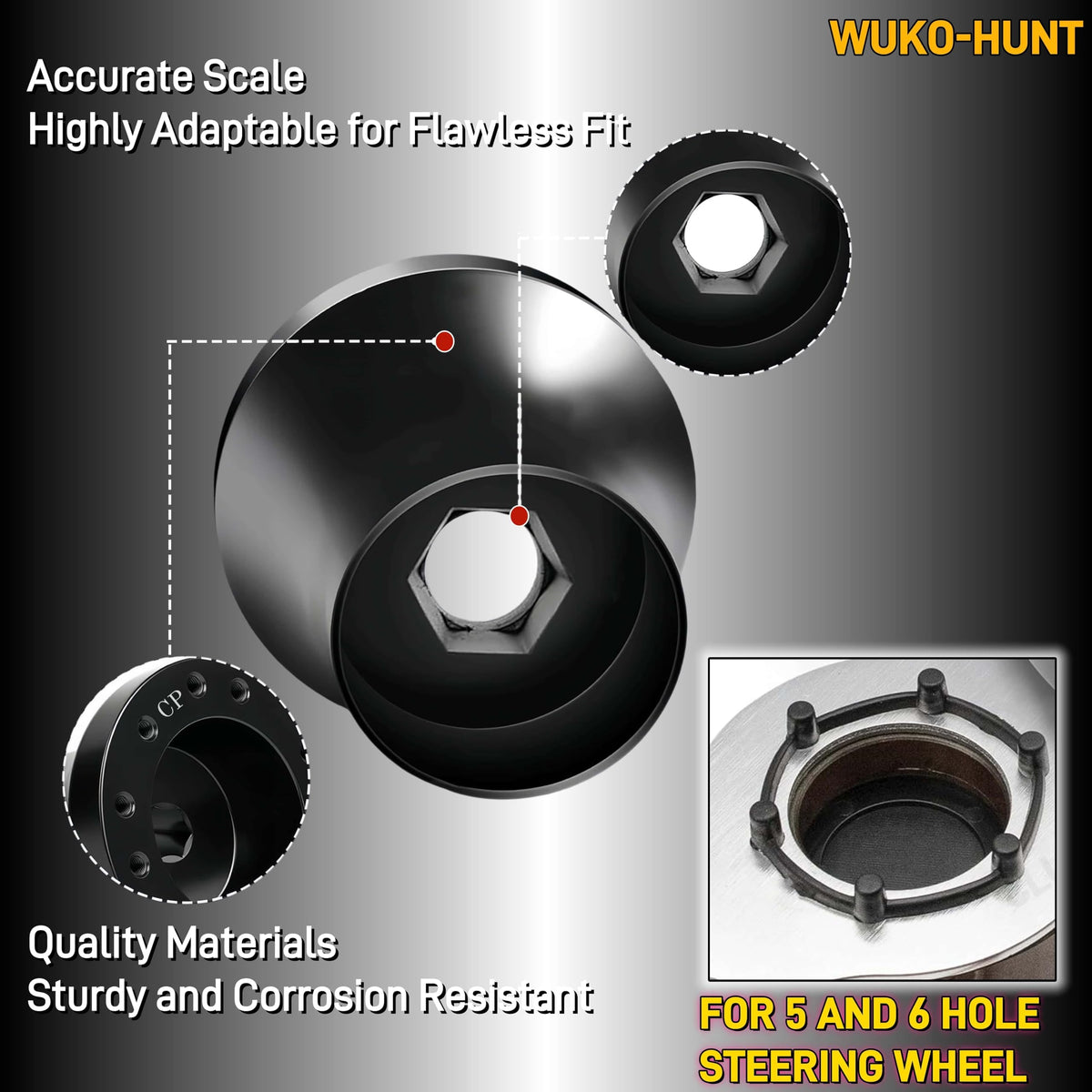 WUKO HUNT chrome surface finish adds style to your golf cart