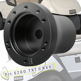WUKO HUNT EZGO steering-wheel-adapter closeup showing forged aluminum durability