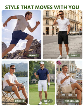 Wulcea 9-Inch golf shorts wrinkle-resistant design ready for daily wear.