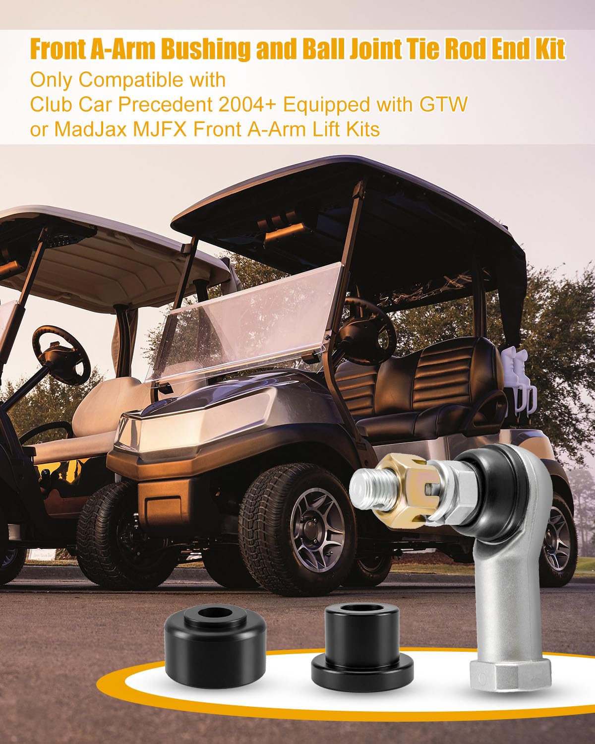 WUMZIJ ball joint end kit for lift equipped Club Car Precedent enhances stability.