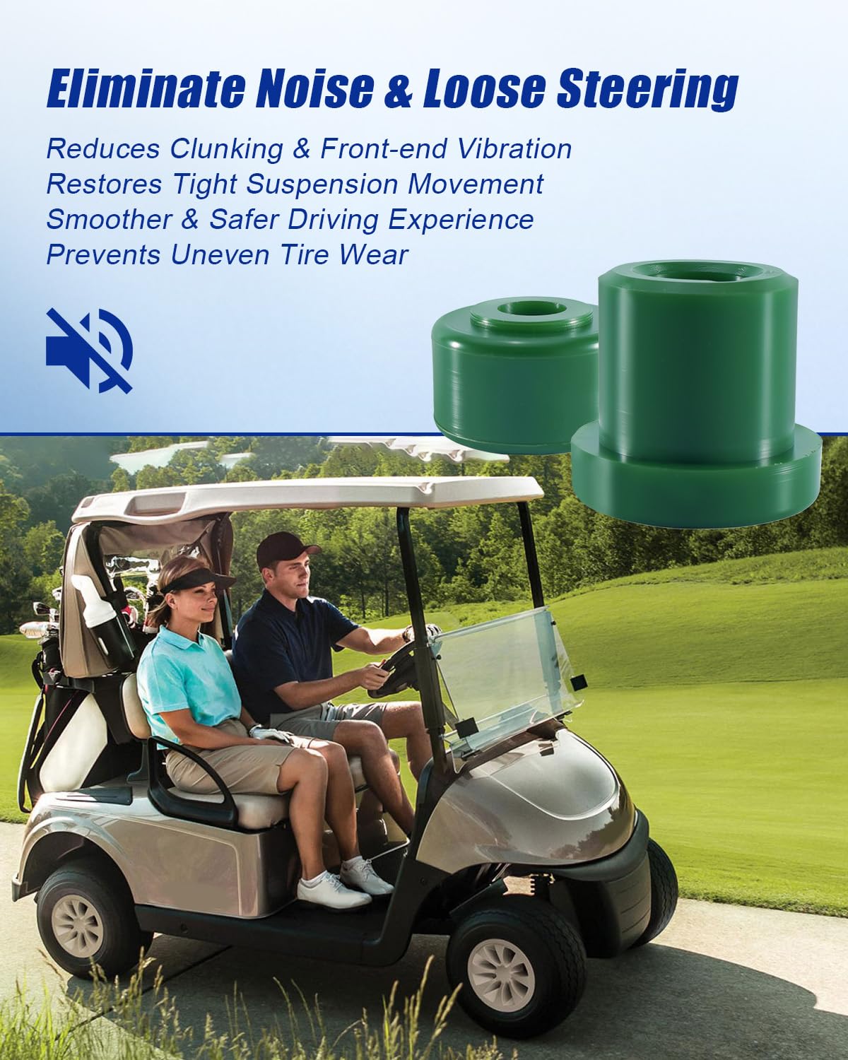 WUMZIJ bushing kit installed on lifted Club Car, tighter handling.