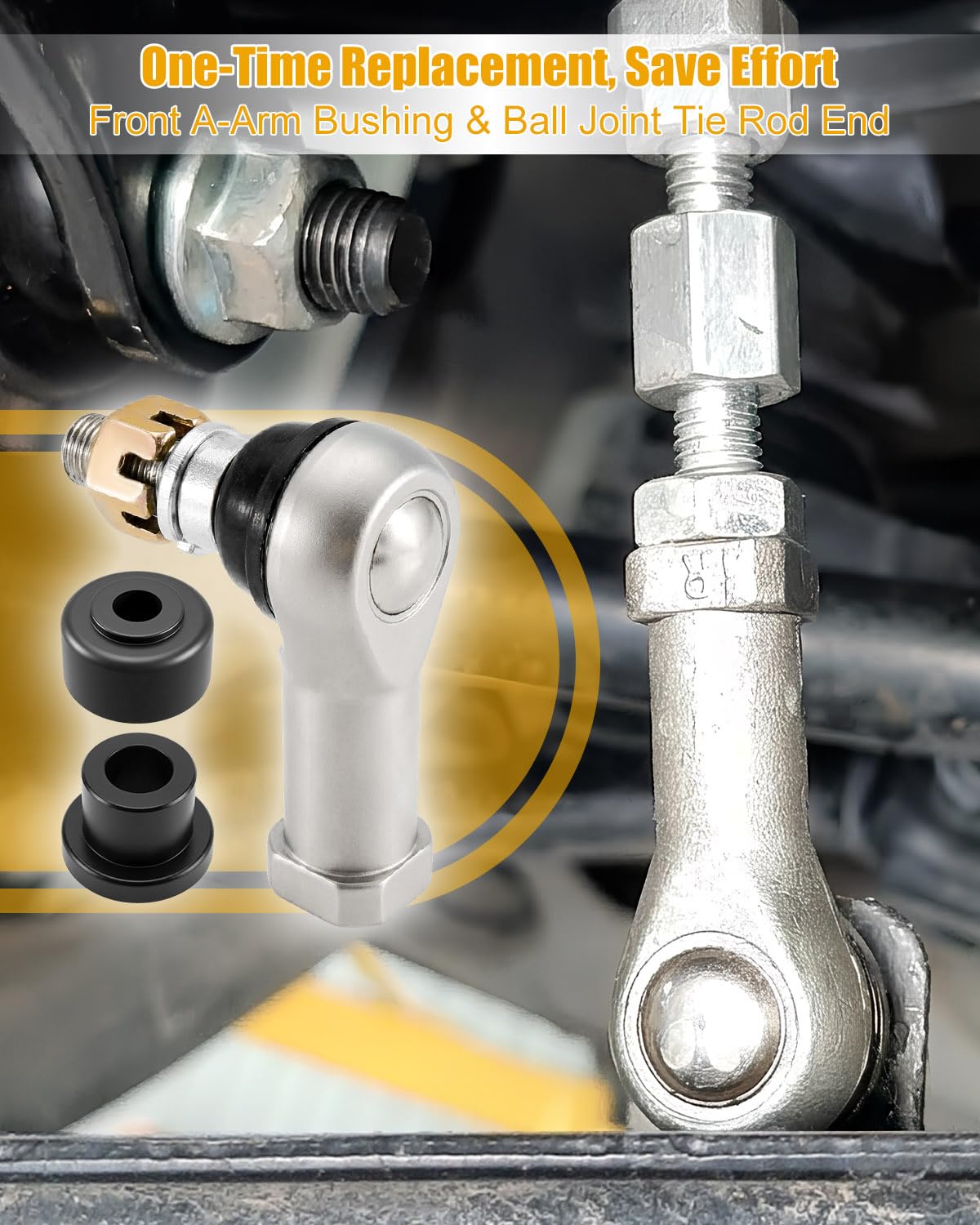 Polyurethane bushings resist wear for longer life in lifted club carts by WUMZIJ.