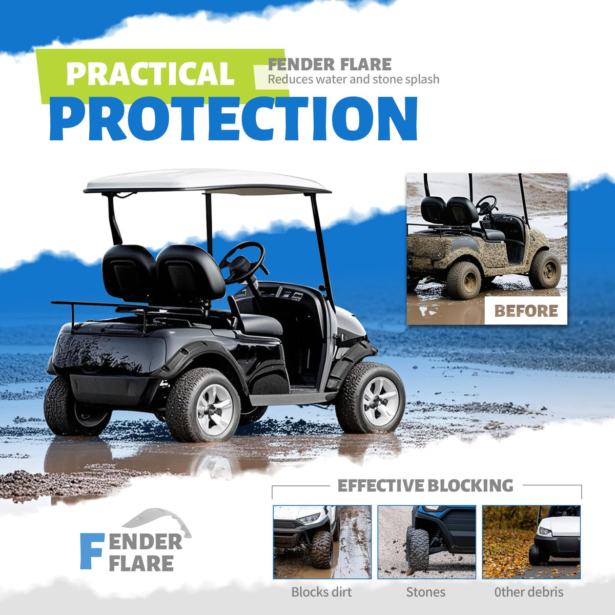 WUTIST rear-left fender flare enhances protection and off-road aesthetics