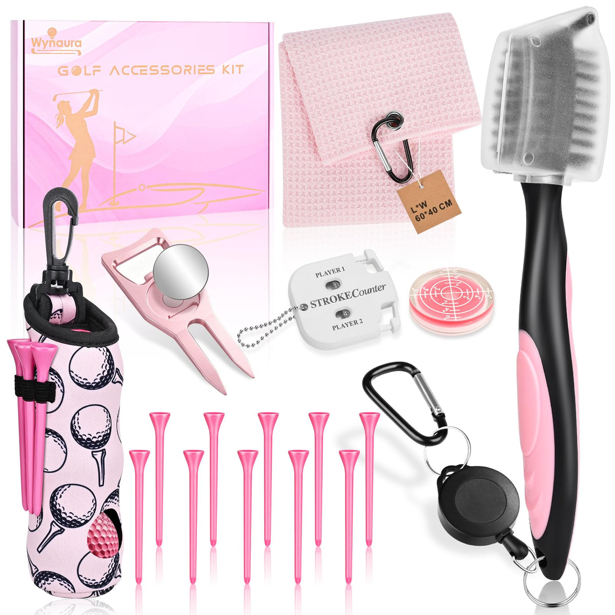 Wynaura 17-piece pink golf kit full set in gift box for easy gifting