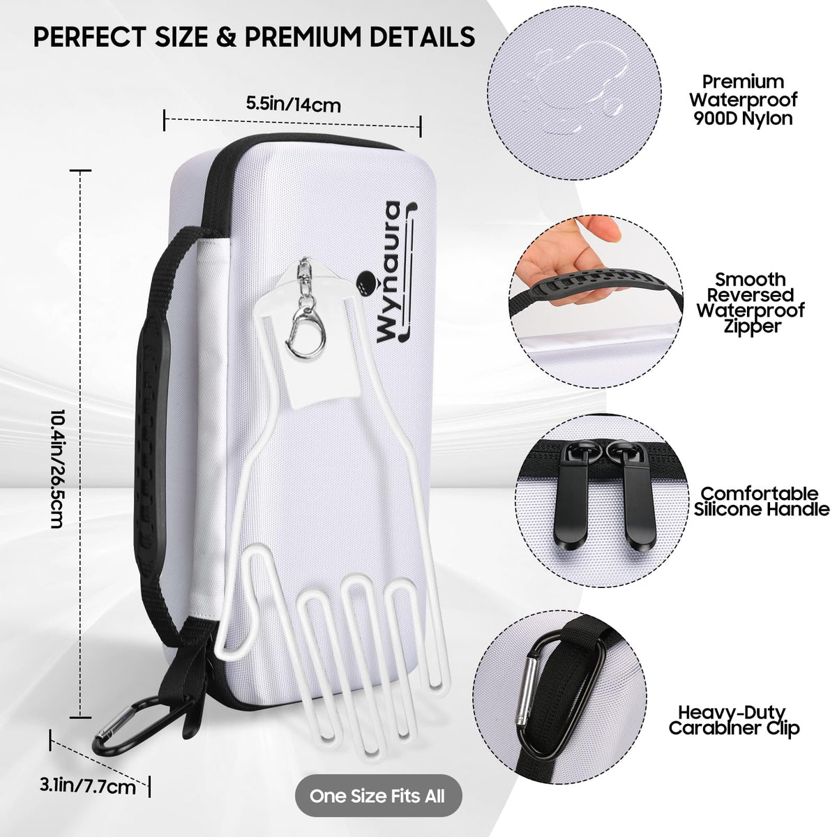 Wynaura white golf glove case ideal gift for golfers.