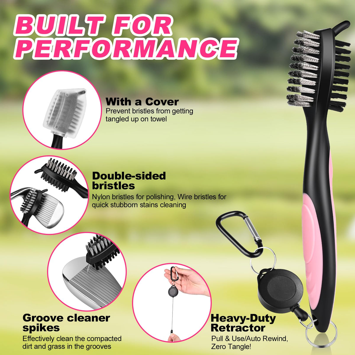 Wynaura pink golf tees 10-pack provide consistent tee height