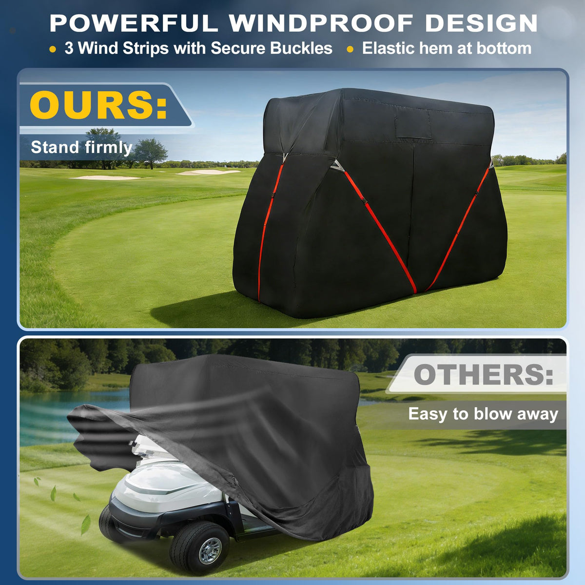 X AUTOHAUX golf cart cover all-weather protection against UV, rain, and dust.