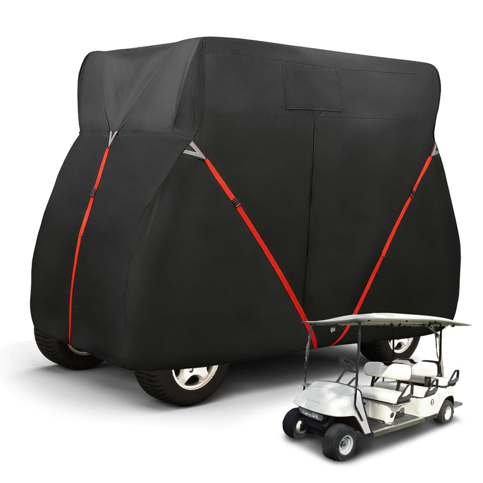 X AUTOHAUX golf cart cover in heavy-duty 420D fabric shields against rain and dust