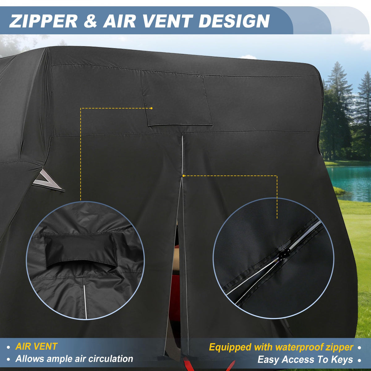 X AUTOHAUX golf cart cover includes storage bag for convenient transport.